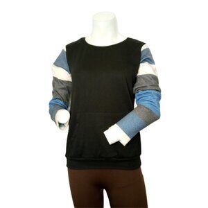 Black Striped Long Sleeve Sweatshirt